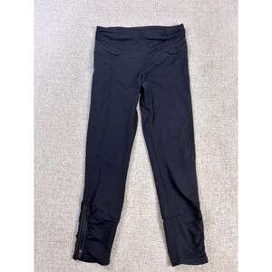 Lululemon Black Ruched Crop Leggings with Side Zipper Size 6